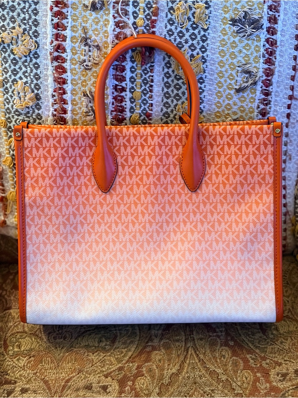 Michael Kors Orange Ombre Signature Tote - Picture 2 of 7